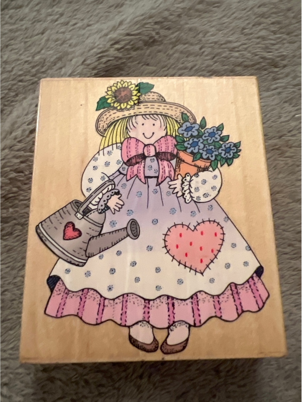 Hero Arts Vintage Rubber Stamp Girl with Watering Can